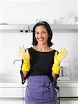 Woman Wearing Rubber Gloves