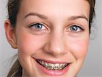 Portrait of Teenaged Girl With Braces