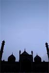 Silhouette d'une mosquée Jama Masjid, New Delhi, Inde