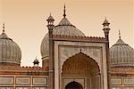 Dômes à l'entrée d'une mosquée Jama Masjid, New Delhi, Inde