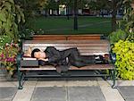 Man Sleeping on Park Bench