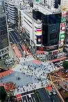 Vue aérienne de passage à Shibuya, Tokyo, Japon