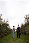 Businessman and Farmer in Orchard