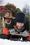 Portrait of Couple on Sled