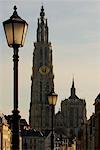 Churchtower in City, Antwerp, Belgium