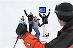 Groupe de personnes ski, Whistler, Colombie-Britannique, Canada