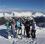 Portrait de groupe en haut de la station de ski Whistler, BC, Canada