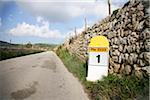 Milepost at Side of Road, Majorca, Spain