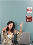 Woman Smoking in Waiting Room