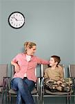 Mother and Son in Waiting Room