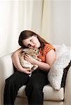 Portrait of Girl Holding Rabbit