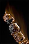 Close-up of toasted marshmallows on a skewer