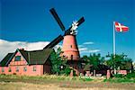 Restaurant near a windmill, Funen County, Denmark