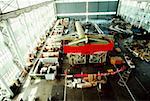 High angle view of a passenger craft in an airplane factory, Shanghai, China