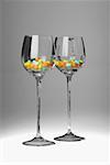 Candy dans deux verres de tige