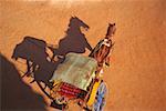 Vue grand angle sur un chariot de cheval, Bagan, Myanmar