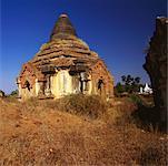 Low angle view of the old ruins of a pagoda, Bagan, Myanmar