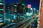 High angle view of traffic on the road, Ginza, Tokyo Prefecture, Japan