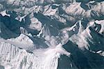 High angle view of snow covered mountains, Himalayas, Tibet, China