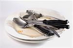 Close-up of forks and spoons with knives on a plate