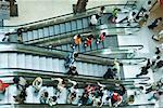 People taking escalators, high angle view