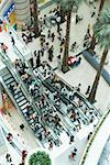 Shopping mall courtyard, high angle view