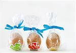 Chocolate eggs in plastic wrappers