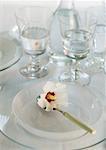 Place setting with hibiscus flower