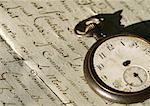 Antique letter and pocket watch