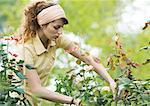 Woman doing yardwork