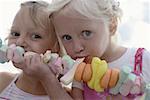 Children with a huge spit of sweets, close-up