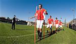 Soccer players doing training drills