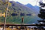 Man by Lake, Birkenhead Lake Provincial Park, British Columbia, Canada