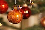 Christmas Ornaments Hanging from Tree