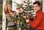 Couple Decorating Christmas Tree