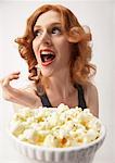 Woman Eating Popcorn