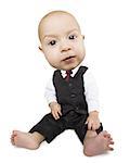 Photo caricature of baby boy in business suit