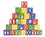 Close-up of a stack of alphabet blocks