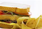 Close-up of sandwich and potato chips