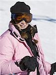 Teenage girl skiing