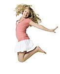 A teenage girl jumping