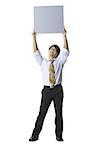 Businessman holding a blank sign