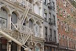 Low angle view of a fire escape outside a building