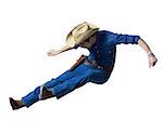 Man in cowboy costume falling