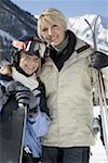 Portrait of a mother and her daughter in ski-wear