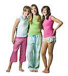 Three girls in pajamas