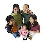 High angle view of an Asian family