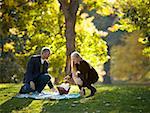 Couple having a picnic in a park