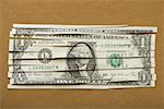 Detailed view of shredded US dollar bill