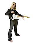 Woman standing with electric guitar